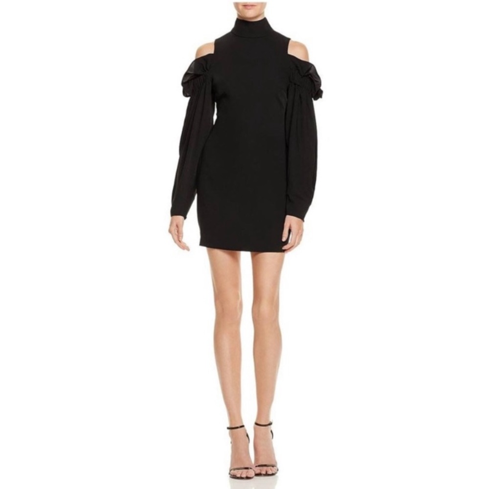 AQ/AQ Azha Women’s Dress Cold Shoulder Long Sleeve LBD Black Dress mini short XS
